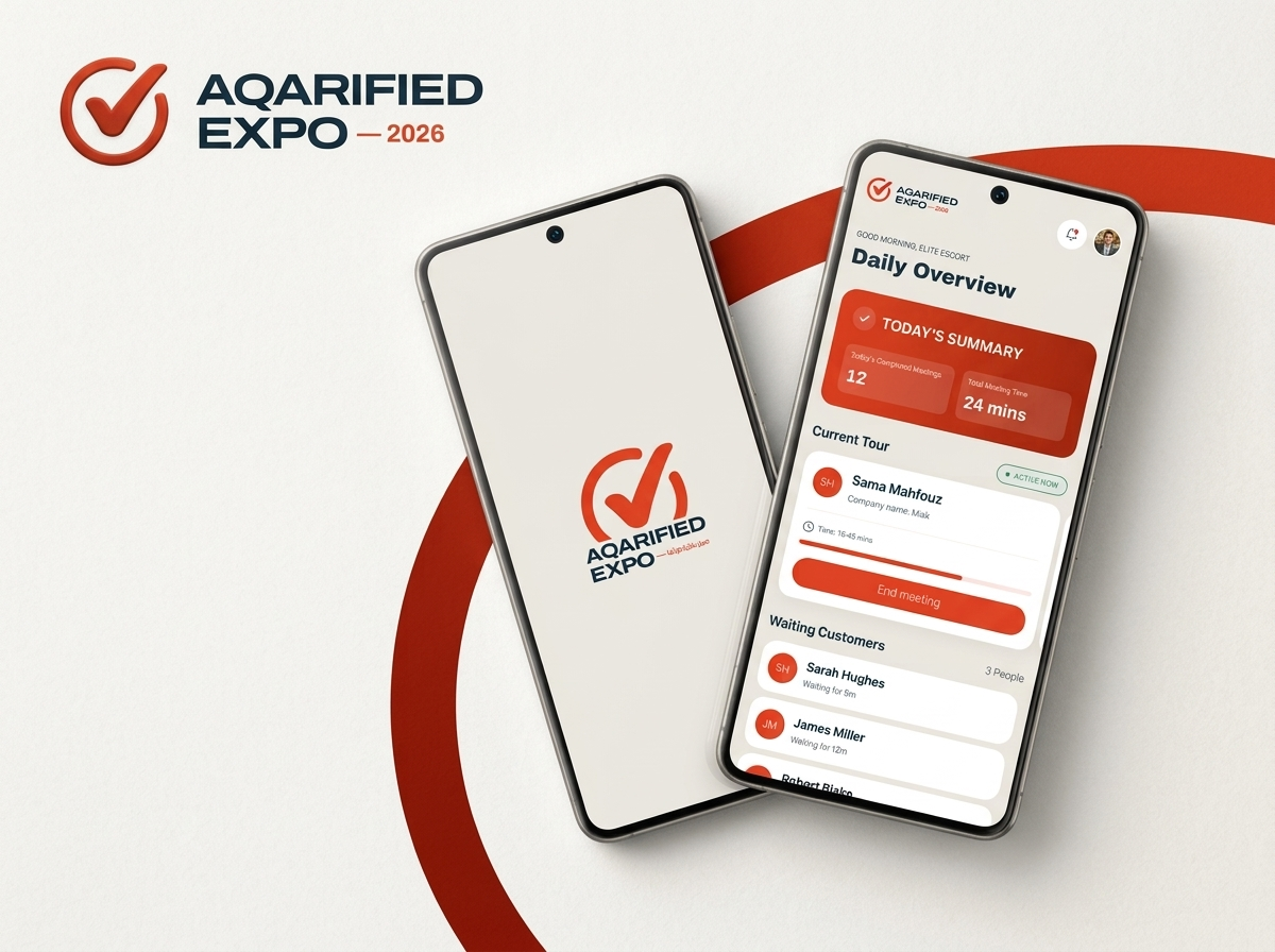 Aqarified Expo 2026 app: daily overview, the current tour and waiting customers