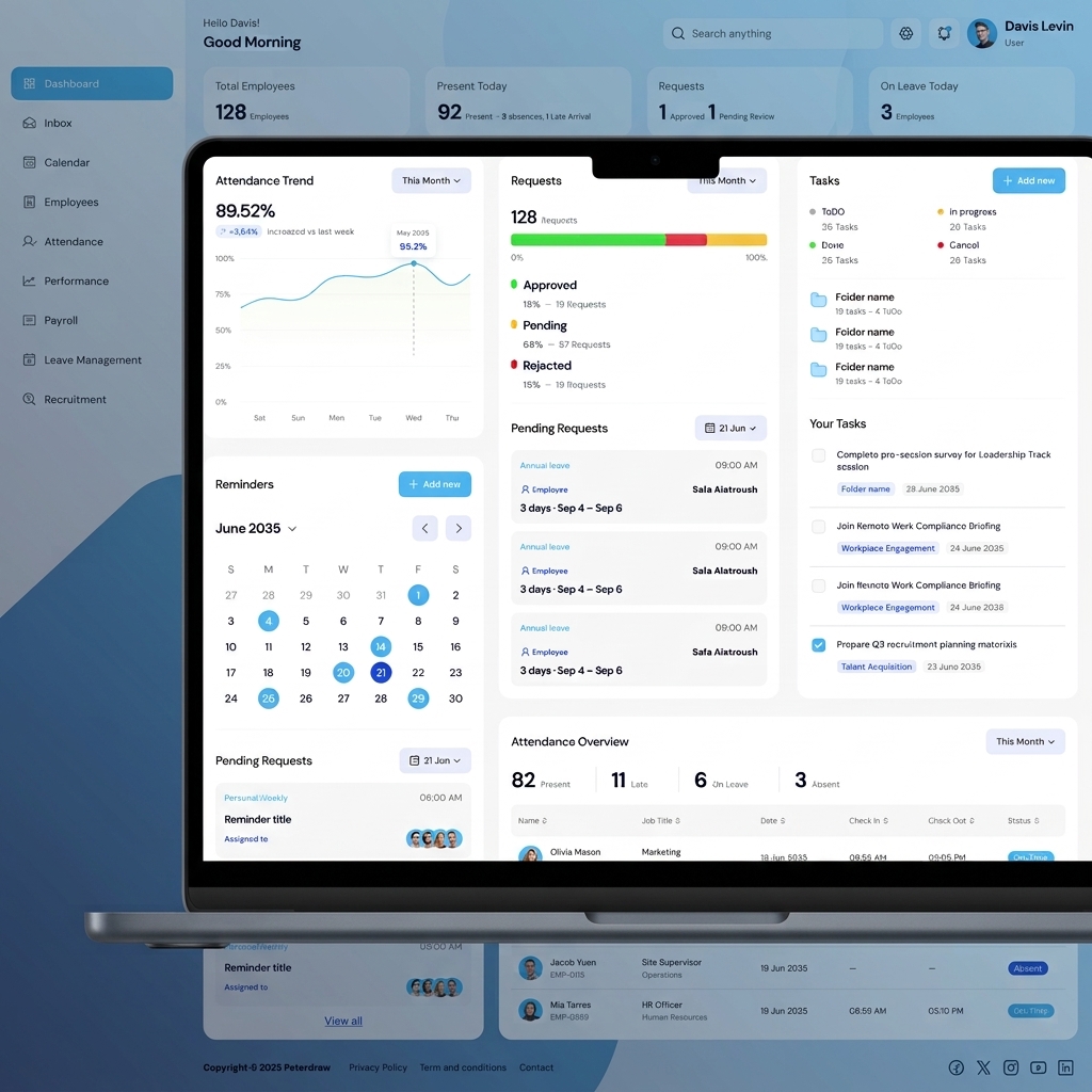 HR System app: employees, attendance, leave and payroll
